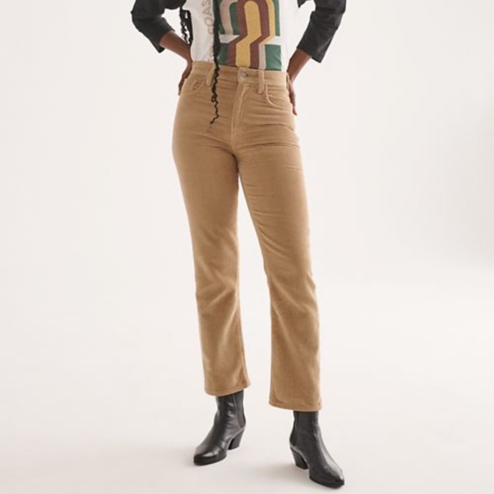 Aritzia Denim Forum Arlo Straight corduroy size 26 Oxford Light Tan